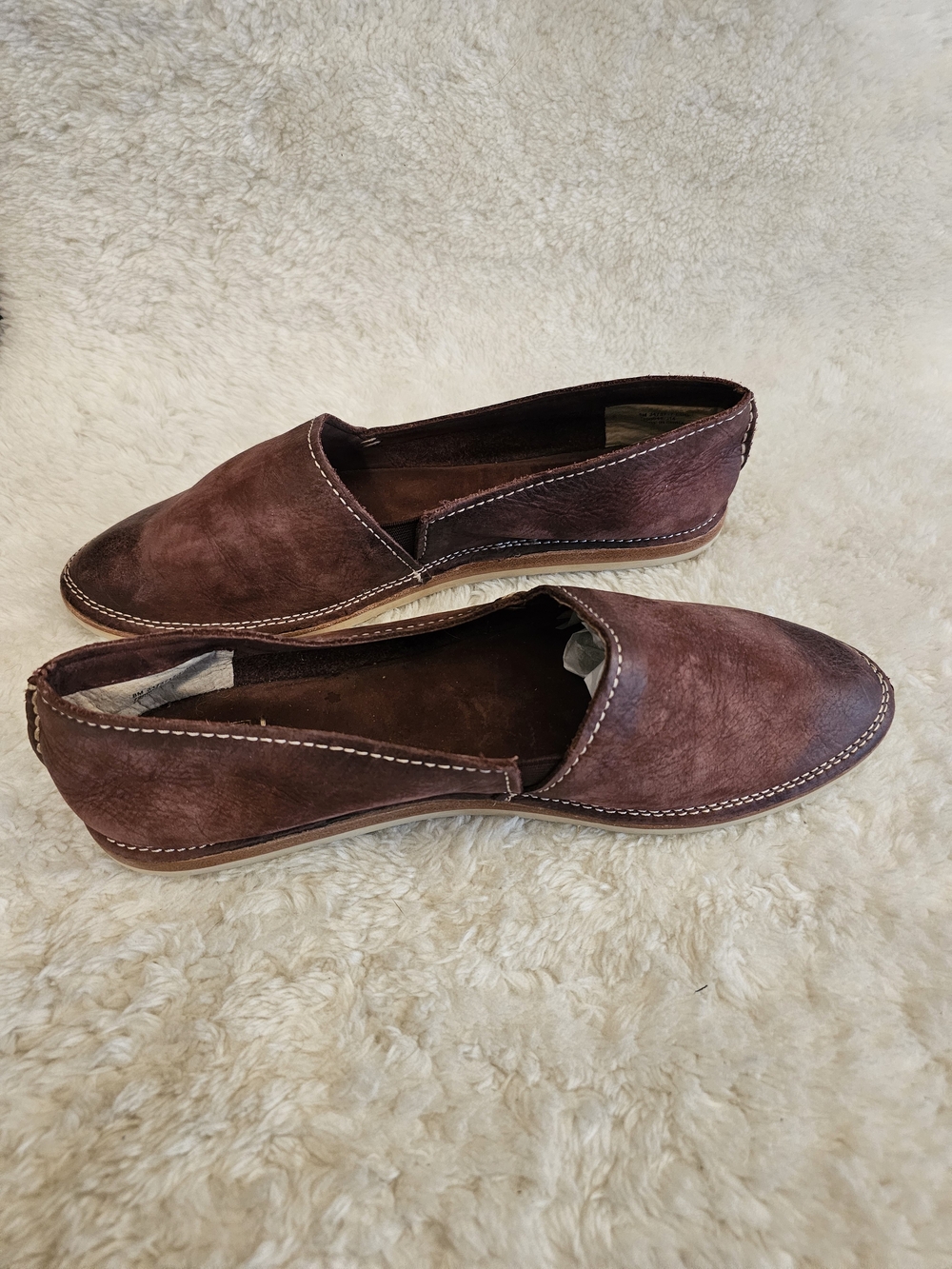 Frye Milly A-Line Distressed Brown Leather Flats Loafers - Size 8